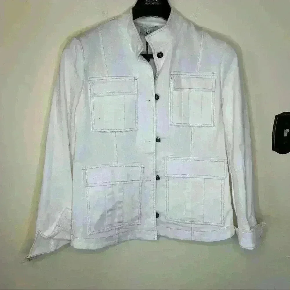 Lola & Sophie Pearl Denim Jean Jacket - White Redo listing photos